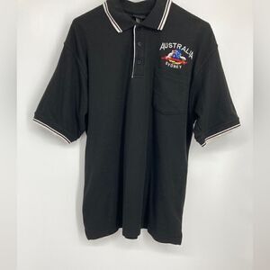 Australia Sydney Mens Black Polo Shirt Size XL Made in Australia